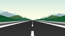 Road Trip Infinity, Landscape Travel, Pave The Route, Location Information. Vector