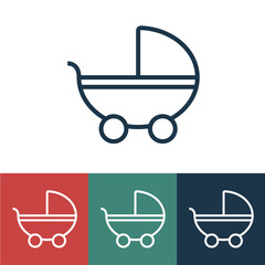 Wall Mural - Linear vector icon with pram