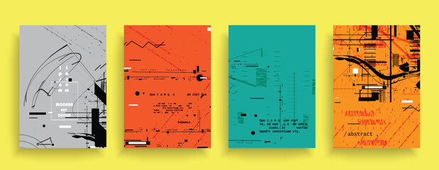 Poster - Artistic covers design. Creative colors backgrounds. Trendy futuristic design
