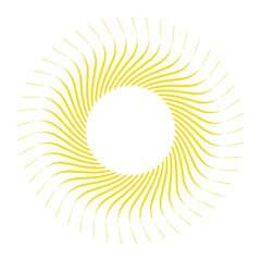 Poster - Yellow circular pattern in the form of the sun. Striped decor. 3d rendering illustration.