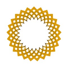 Poster - Gray-yellow circular pattern. Striped decor. Framing. 3d rendering illustration.