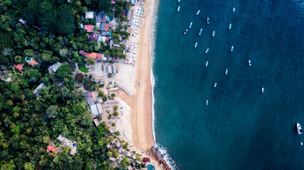 Drone view of beautiful Yelapa beach nearby Puerto Vallarta in Jalisco Mexico.