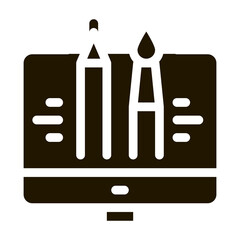Fototapete - paint on computer glyph icon vector. paint on computer sign. isolated symbol illustration