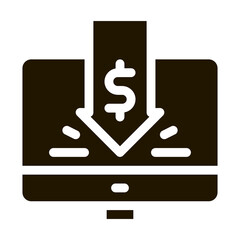 Canvas Print - dropped cash investment in computer glyph icon vector. dropped cash investment in computer sign. isolated symbol illustration