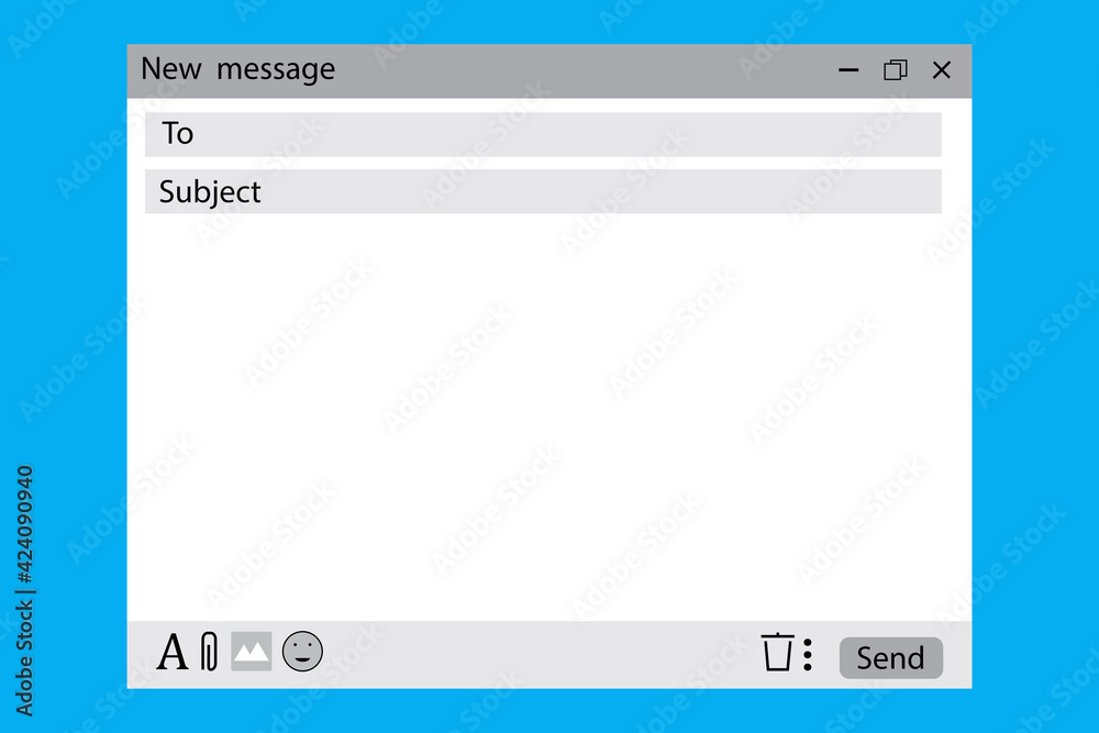 Computer screen. Mockup template. Flat email message box. Web page ...