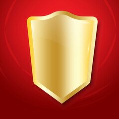 Poster - Golden shield for decoration design. Isolated badge vector. Protection symbol. Stock image. EPS 10.