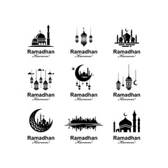 set collection islamic and ramadhan kareem logo design 