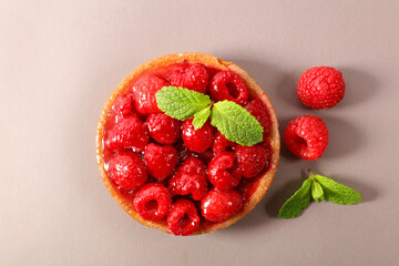 Sticker - raspberry tart and mint- top view