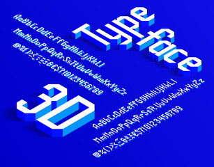 Poster - 3D alphabet font. Isometric letters, numbers and punctuation. Uppercase and lowercase. Stock vector typescript for your typography design.
