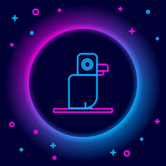 Poster - Glowing neon line Pirate parrot icon isolated on black background. Colorful outline concept. Vector