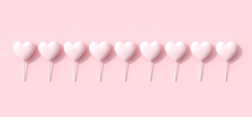 Wall Mural - Colorful Pink candy on pink background. 3D Render. Valentine Concept idea.