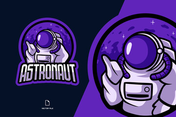 Wall Mural - purple astronaut mascot sport logo illustration