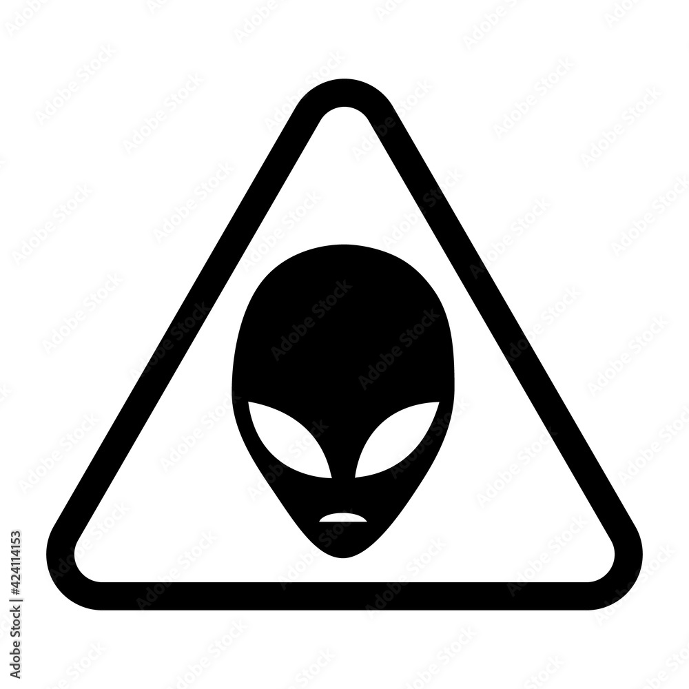 Aliens warning road sign. Vector illustration of black and white ...