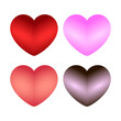 © Pushkarita - Four colorful hearts collection . Red heart, pink heart, black heart in one set. Vector illustration.