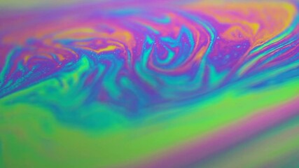 Sticker - Deatil rotating colorful rainbow bubble on black background. Abstract backdrop