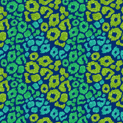 Blue green animal skin seamless pattern. Camouflage safari print.