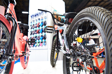 Canvas Print - Bicycles in a sport goods store