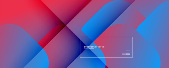 Aufkleber - Square shapes composition geometric abstract background. 3D shadow effects and fluid gradients. Modern overlapping forms