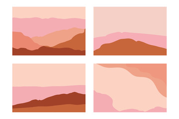 Fototapete - Vector set of abstract creative backgrounds in minimal trendy style with copy space for text  and mountain landscape - design templates for social media stories