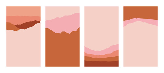 Fototapete - Vector set of abstract creative backgrounds in minimal trendy style with copy space for text - design templates for social media stories - simple, stylish and minimal wallpaper designs