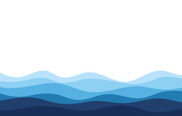 Wall Mural - Blue water wave sea lines flowing texture background banner vector.