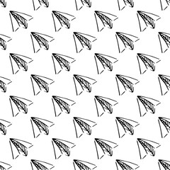 Poster - Vector paper airplane. Travel, route symbol. Vector illustration of hand drawn paper plane. Isolated. Outline. Hand drawn doodle airplane. Seamless pattern