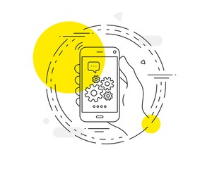 Poster - Cogwheel line icon. Mobile phone vector button. Engineering tool sign. Cog gear symbol. Cogwheel line icon. Abstract concept badge. Vector
