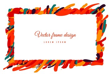 Orange Abstract art wave background frame. flow