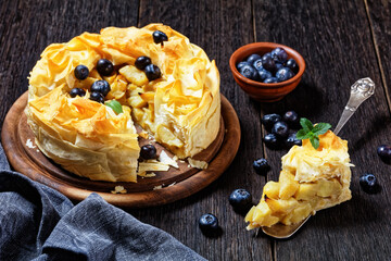 Canvas Print - Apple Blueberry Pie With Phyllo Crust, top view