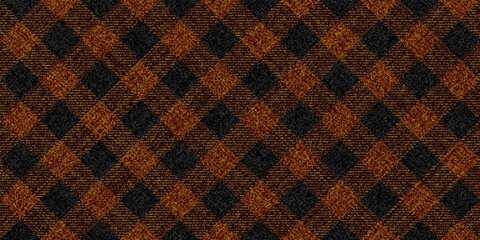 Wall Mural - old ragged grungy repeatable diagonal checkered texture of classic coat tweed brown fabric with black stripes for gingham, plaid, tablecloths, shirts, tartan, clothes, dresses, bedding, blankets