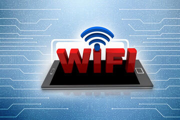 Poster - 3d rendering Transmitter mobile WiFi