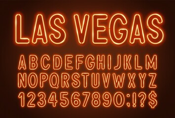 Poster - Orange neon light font on a dark background.