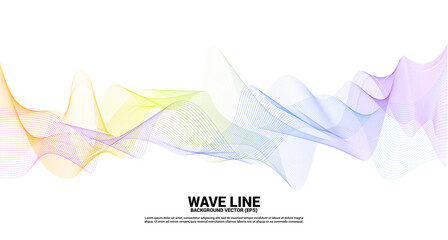 Aufkleber - purple and blue Sound wave line curve on white background. Element for theme technology futuristic vector