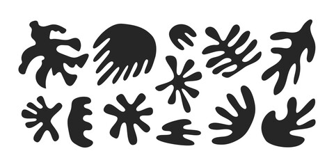 Poster - Abstract set black various shapes on white background. Mid century abstract design. Modern vector illustration