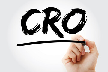 Poster - cro - conversion rate optimization acronym with marker, business concept background
