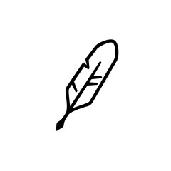 simple line outline Feather quill pen logo icon, minimal modern classic stationery illustration isolated on white background