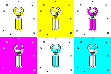 Sticker - Set Clippers for grooming pets icon isolated on color background. Pet nail clippers. Vector