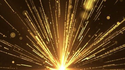 Abstract Creative Golden rays striped pattern Loop shiny texture particles falling down. Awards Stage background. Winner screen Party celebration. event, concert, festival Animation Backdrops.