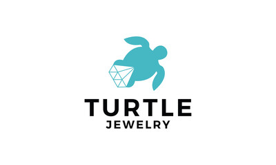 Poster - Turtle and diamond logo vector icon illustration