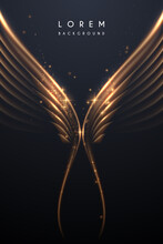 Abstract Gold Wings Background With Glow Effect
