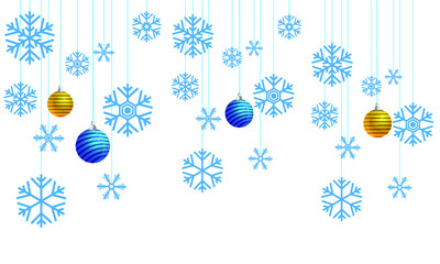 Set of Hanging Snowflakes Background