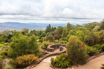 Scenic view of the the Blue Mountains at the Botanic Garden near Sydney, Australia.