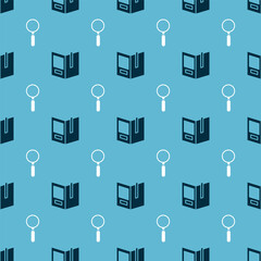Poster - Set Open book and Magnifying glass on seamless pattern. Vector