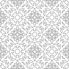 Geometric vector pattern with triangular elements. Seamless abstract ornament for wallpapers and backgrounds. Black and white colors.
