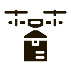 Poster - drone box delivering glyph icon vector. drone box delivering sign. isolated symbol illustration