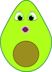 Cute adorable funny green avocado with a face cartoon vector