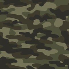 Camouflage green pattern for hunting. Army background repeat print. Fashionable stylish element.