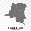 Transparent - High Detailed Grey Map of Congo Dr. Vector Eps 10.