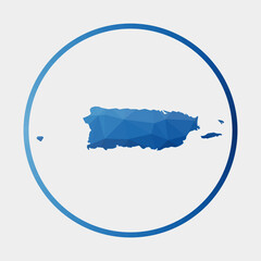 Puerto Rico icon. Polygonal map of the country in gradient ring. Round low poly Puerto Rico sign. Vector illustration.