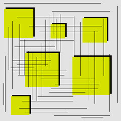 Abstract Yellow Squares. Vector Art Yellow Squares. Drawing Vector Squares. Avangard Art.